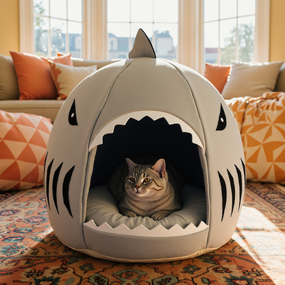 Sharky - das weiche Kuschelbett in Haiform für Hunde und Katzen
